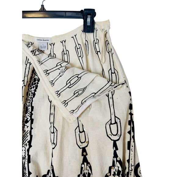 Cotton express Skirt Large Black And White Boho Gypsy Prairie Peasant Skirt - Picture 2 of 8